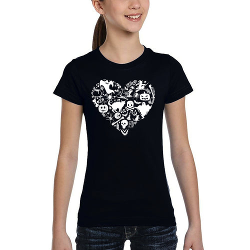 Halloween Heart - Girl's Word Art T-Shirt