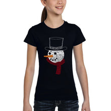 Load image into Gallery viewer, Snowman Face - Girl's Word Art T-Shirt