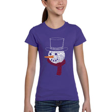 Load image into Gallery viewer, Snowman Face - Girl's Word Art T-Shirt