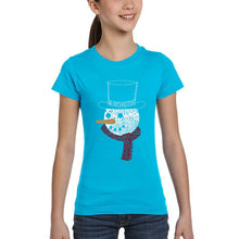 Load image into Gallery viewer, Snowman Face - Girl's Word Art T-Shirt