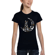 Load image into Gallery viewer, Cat Sitting On Moon - Girl's Word Art T-Shirt