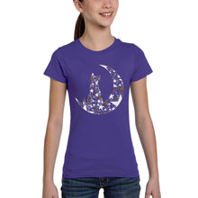 Load image into Gallery viewer, Cat Sitting On Moon - Girl's Word Art T-Shirt