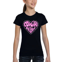 Load image into Gallery viewer, Cowgirl at Heart - Girl's Word Art T-Shirt