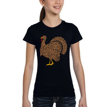 Load image into Gallery viewer, Thankgiving Turkey - Girl's Word Art T-Shirt
