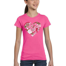Load image into Gallery viewer, Christmas Themed Heart - Girl's Word Art T-Shirt