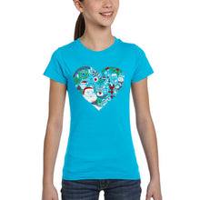 Load image into Gallery viewer, Christmas Themed Heart - Girl's Word Art T-Shirt