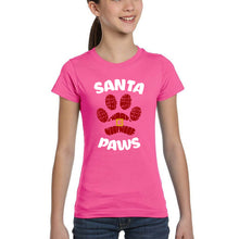 Load image into Gallery viewer, Santa Paws - Girl's Word Art T-Shirt