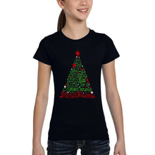 Load image into Gallery viewer, Holiday Christmas Tree - Girl's Word Art T-Shirt