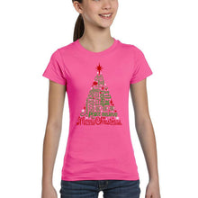 Load image into Gallery viewer, Holiday Christmas Tree - Girl's Word Art T-Shirt
