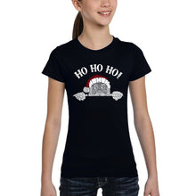 Load image into Gallery viewer, Peeking Santa - Girl's Word Art T-Shirt