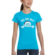 Load image into Gallery viewer, Peeking Santa - Girl's Word Art T-Shirt