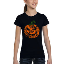 Load image into Gallery viewer, Halloween Pumpkin - Girl's Word Art T-Shirt