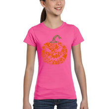 Load image into Gallery viewer, Halloween Pumpkin - Girl's Word Art T-Shirt