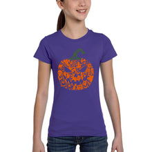 Load image into Gallery viewer, Halloween Pumpkin - Girl's Word Art T-Shirt