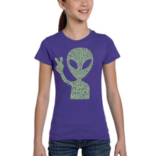 Load image into Gallery viewer, Peace Alien - Girl's Word Art T-Shirt