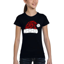 Load image into Gallery viewer, Paw Print Santa Hat - Girl's Word Art T-Shirt