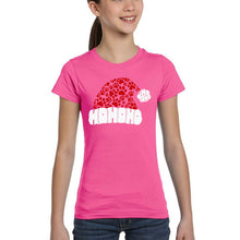 Load image into Gallery viewer, Paw Print Santa Hat - Girl's Word Art T-Shirt