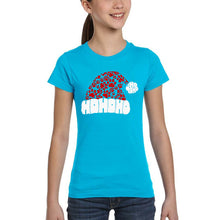 Load image into Gallery viewer, Paw Print Santa Hat - Girl's Word Art T-Shirt
