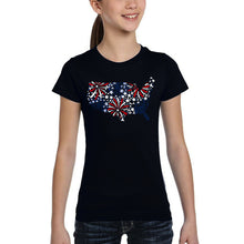 Load image into Gallery viewer, USA Fireworks - Girl's Word Art T-Shirt