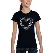 Load image into Gallery viewer, Sheet Music Heart - Girl's Word Art T-Shirt