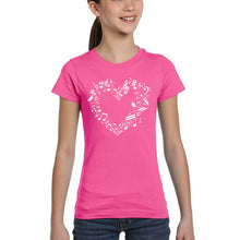 Load image into Gallery viewer, Sheet Music Heart - Girl's Word Art T-Shirt