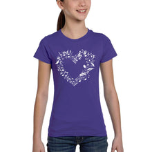 Load image into Gallery viewer, Sheet Music Heart - Girl's Word Art T-Shirt