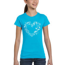 Load image into Gallery viewer, Sheet Music Heart - Girl's Word Art T-Shirt