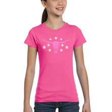 Load image into Gallery viewer, Cowgirl Cowskull - Girl's Word Art T-Shirt