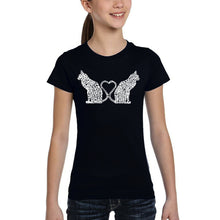 Load image into Gallery viewer, Cat Tail Hearts - Girl&#39;s Word Art T-Shirt