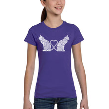 Load image into Gallery viewer, Cat Tail Hearts - Girl&#39;s Word Art T-Shirt