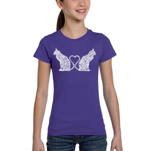 Cat Tail Hearts - Girl's Word Art T-Shirt