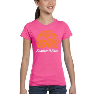 Summer Vibes - Girl's Word Art T-Shirt