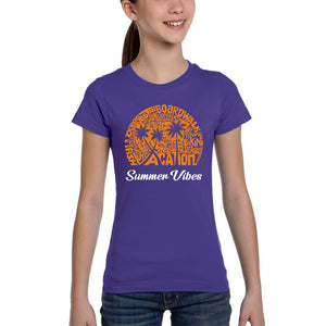 Summer Vibes - Girl's Word Art T-Shirt