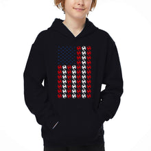 Load image into Gallery viewer, Soccer Flag - Boy's Word Art Hooded Sweatshirt