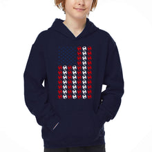 Load image into Gallery viewer, Soccer Flag - Boy's Word Art Hooded Sweatshirt