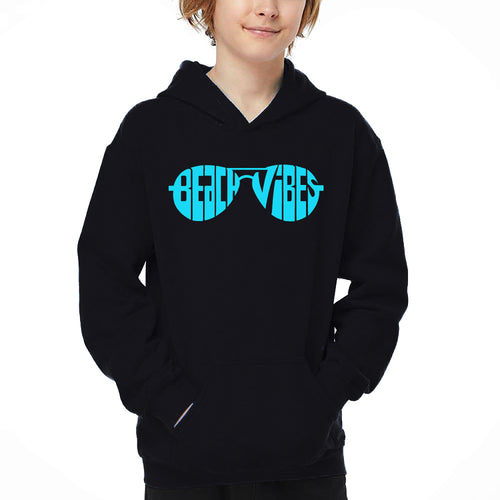 Beach Vibes - Boy's Word Art Hooded Sweatshirt