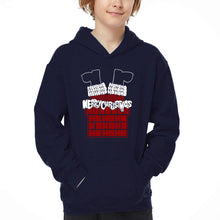 Load image into Gallery viewer, Chimney Santa - Boy's Word Art Hooded Sweatshirt