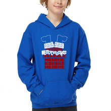 Load image into Gallery viewer, Chimney Santa - Boy's Word Art Hooded Sweatshirt