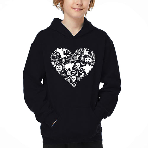 Halloween Heart - Boy's Word Art Hooded Sweatshirt