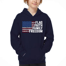 Load image into Gallery viewer, Faith Flag - Boy's Word Art Hooded Sweatshirt