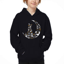 Load image into Gallery viewer, Cat Sitting On Moon - Boy's Word Art Hooded Sweatshirt