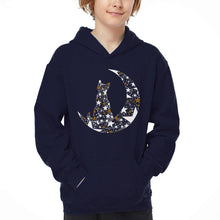 Load image into Gallery viewer, Cat Sitting On Moon - Boy's Word Art Hooded Sweatshirt