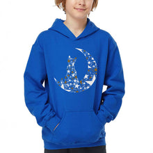 Load image into Gallery viewer, Cat Sitting On Moon - Boy's Word Art Hooded Sweatshirt