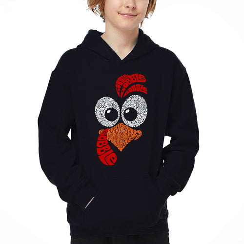 Turkey Face - Boy's Word Art Hooded Sweatshirt