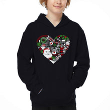 Load image into Gallery viewer, Christmas Themed Heart - Boy's Word Art Hooded Sweatshirt