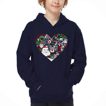 Load image into Gallery viewer, Christmas Themed Heart - Boy's Word Art Hooded Sweatshirt