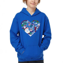 Load image into Gallery viewer, Christmas Themed Heart - Boy's Word Art Hooded Sweatshirt