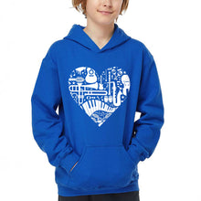 Load image into Gallery viewer, Musical Instrument Heart - Boy's Word Art Hooded Sweatshirt