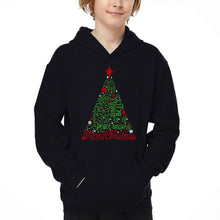 Load image into Gallery viewer, Holiday Christmas Tree - Boy's Word Art Hooded Sweatshirt