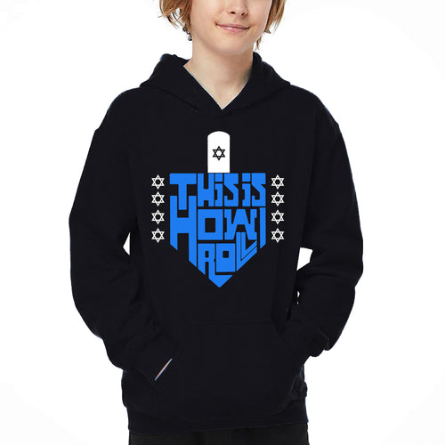 This is How I Roll Dreidel - Boy's Word Art Hooded Sweatshirt